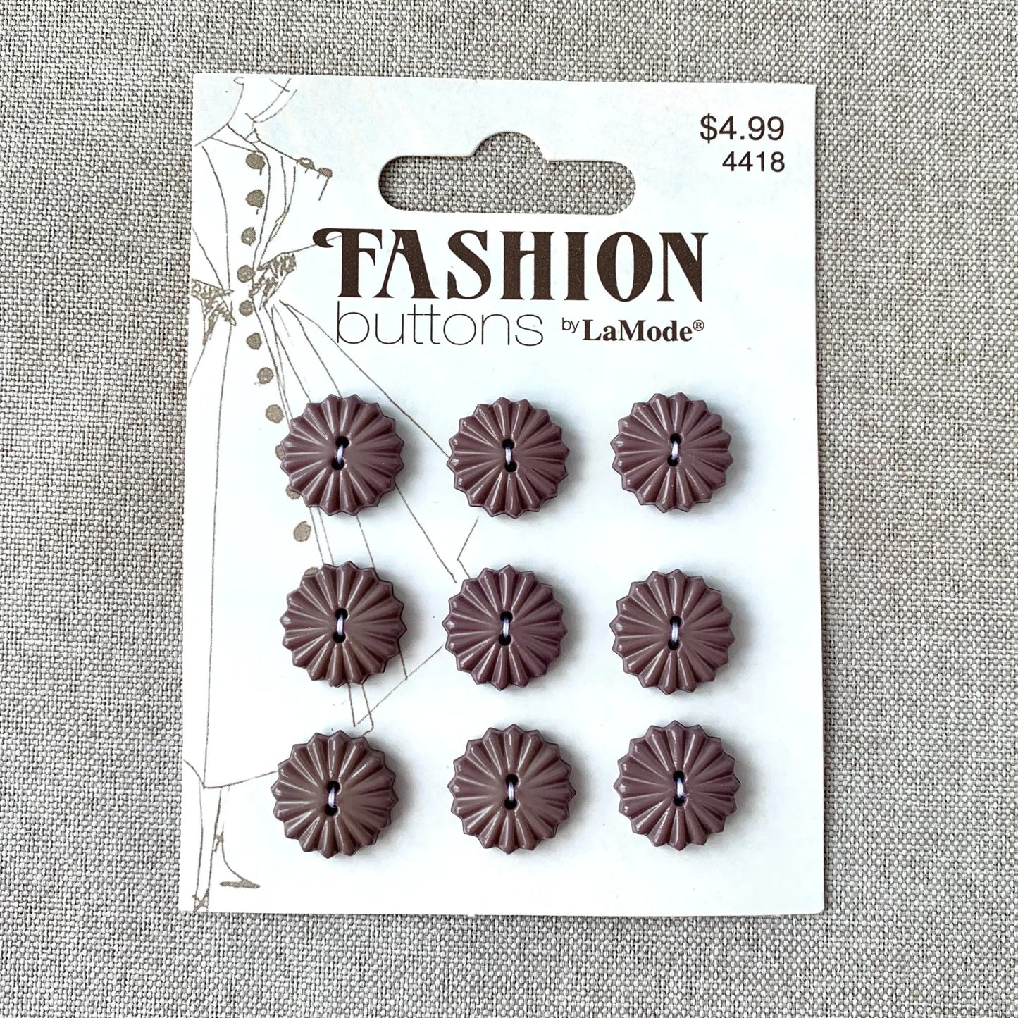 4418 Vintage Mauve Fan - La Mode Fashion - 2 Holes - 16mm - Mauve Purple
