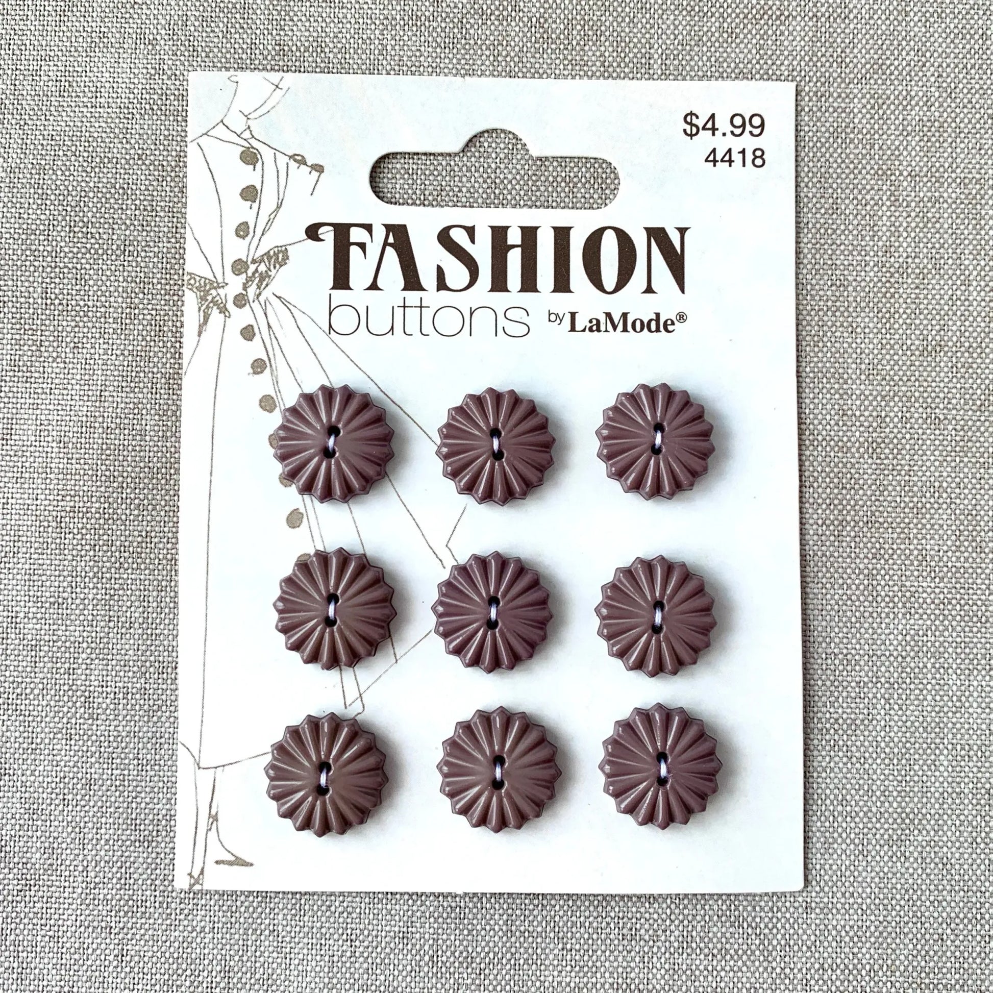4418 Vintage Mauve Fan - La Mode Fashion - 2 Holes - 16mm - Mauve Purple