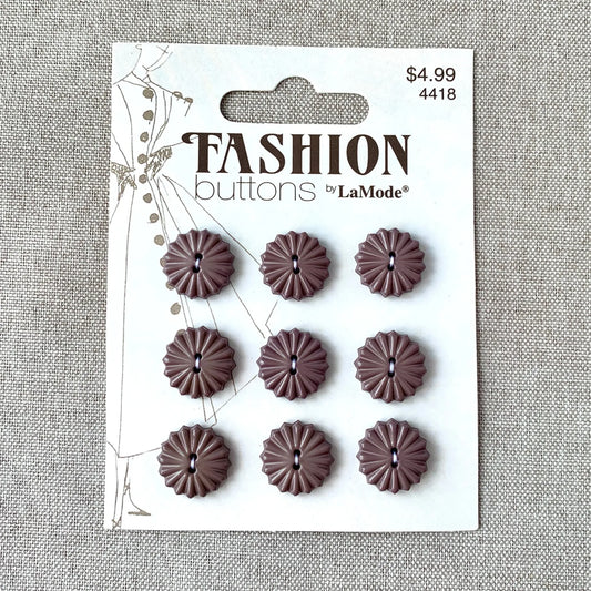 4418 Vintage Mauve Fan - La Mode Fashion - 2 Holes - 16mm - Mauve Purple