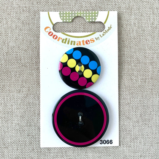 3066 - Coordinates - 2 Hole - Assorted Sizes - Black Pink Blue Yellow