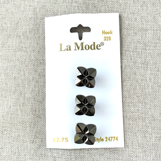 24774 Geometric Gunmetal Square - La Mode - 1 Hole - 16mm - Gunmetal