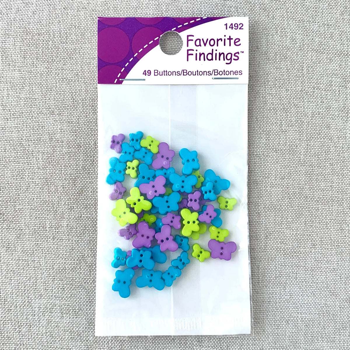 1492 Teeny Weeny Butterflies - Favorite Findings - 2 Hole Button - - Blue Purple Green