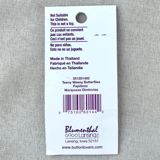 1492 Teeny Weeny Butterflies - Favorite Findings - 2 Hole Button - - Blue Purple Green