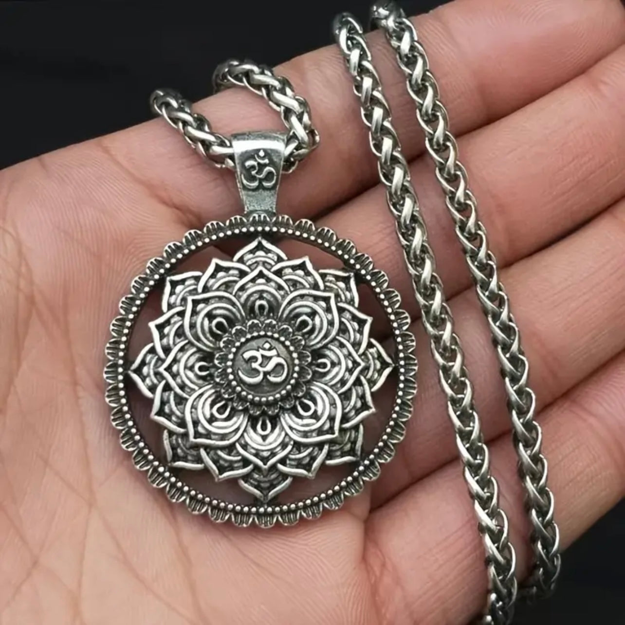 Classic Vintage Zen Yoga Metal Mandala Pendant Necklace, Gift For Men And Women