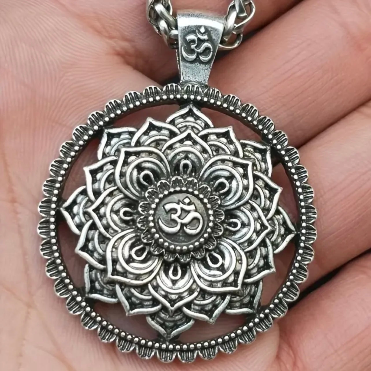Classic Vintage Zen Yoga Metal Mandala Pendant Necklace, Gift For Men And Women