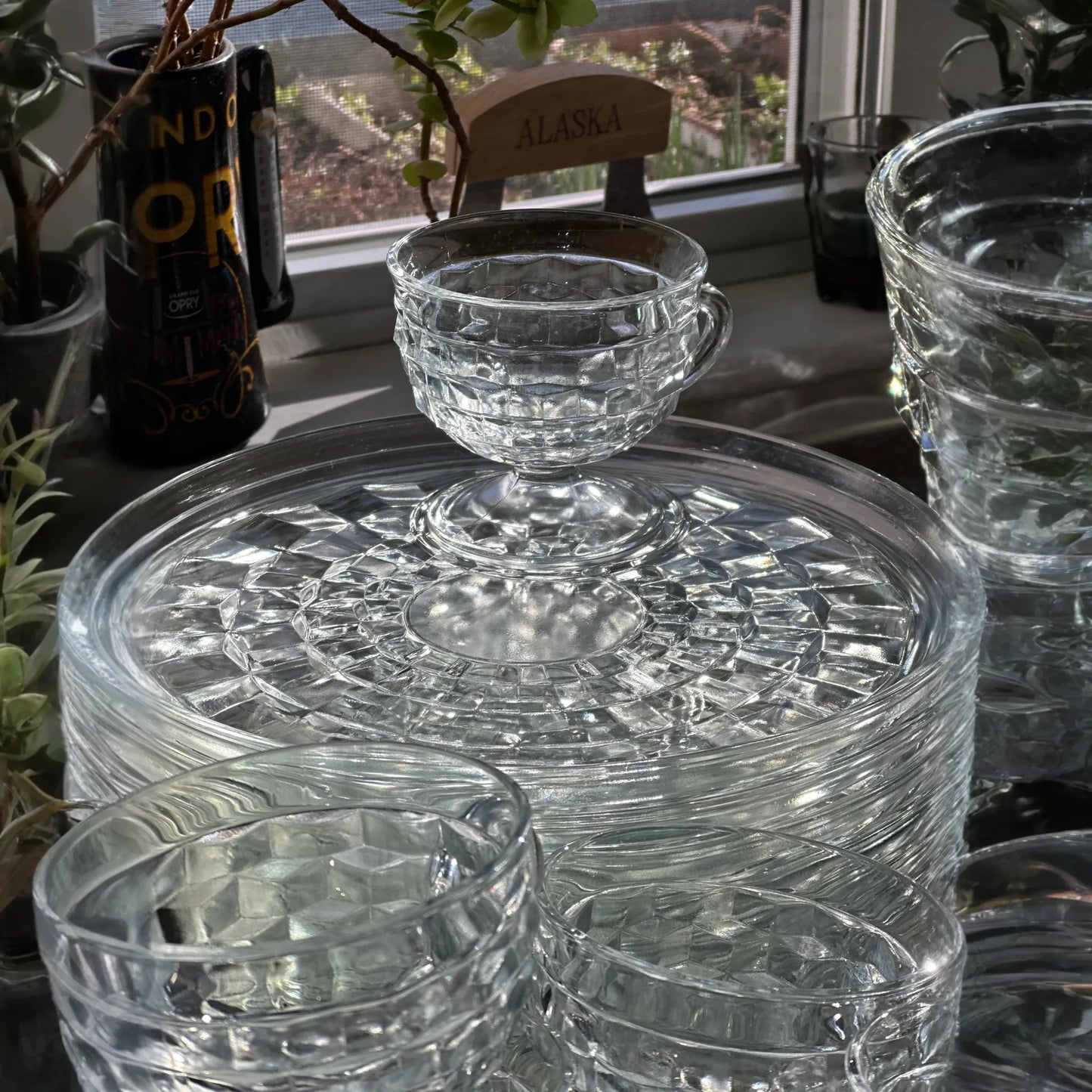 Whitehall Prism Cubist Snack Set and Punch Bowl