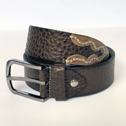 Elegant Handmade Thick Genuine Leather Belt, Flat Grain Texture, Official Gift for Men in Brown