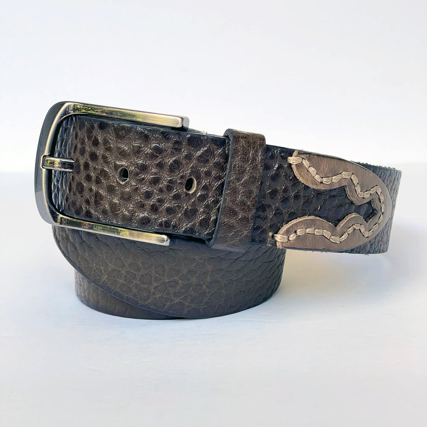 Elegant Handmade Thick Genuine Leather Belt, Flat Grain Texture, Official Gift for Men in Brown