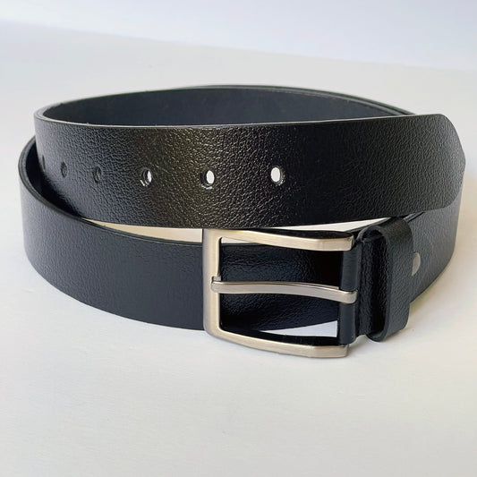 Elegant Handmade Thick Black Genuine Leather Belt, Textured, The Ultimate Official Gift for Men