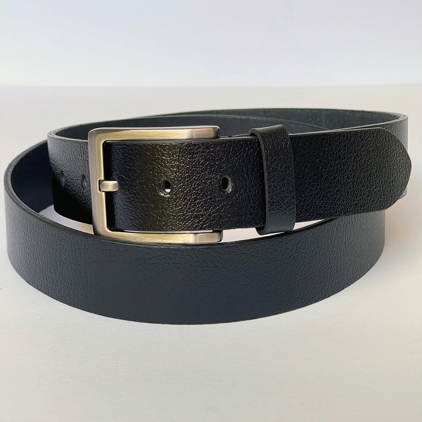 Elegant Handmade Thick Black Genuine Leather Belt, Textured, The Ultimate Official Gift for Men