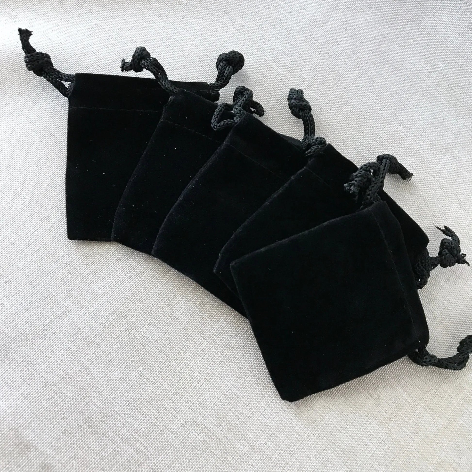 Black Velvet Drawstring Pouches - 2" x 2.5" - Black - Velvet Drawstring Bag