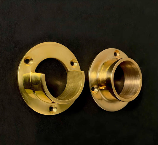 Closet Rod Bracket Set for 1-1/4"- Unlacquered Polished Brass