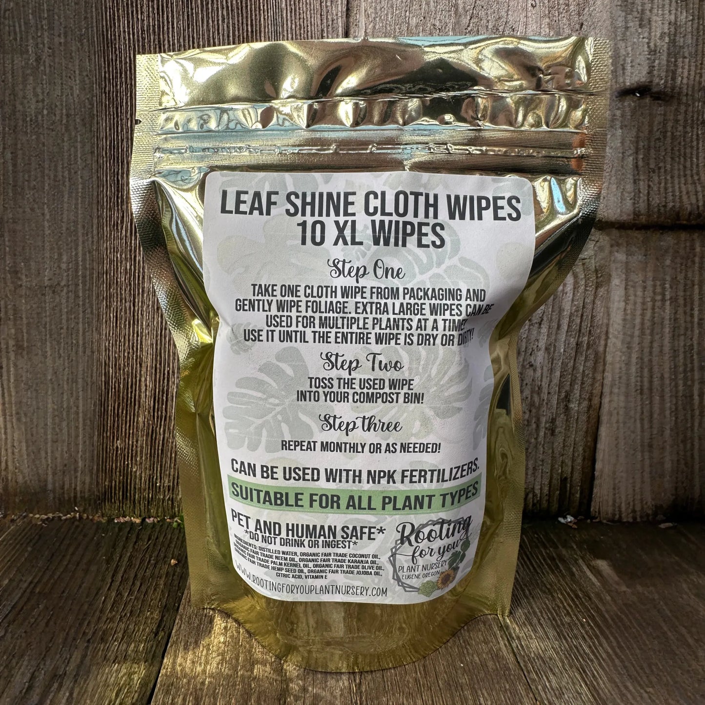 Leaf Shine Cloth Wipes Natural & Organic - Oregon Licensed Nursery