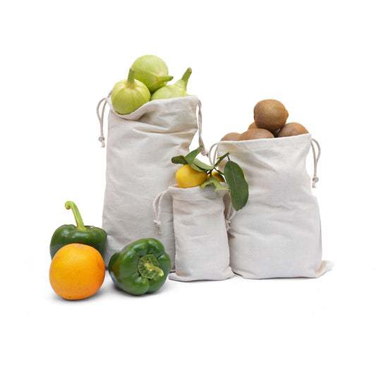 6x10 Inches Reusable Eco-Friendly Cotton Double Drawstring Bags Natural Color