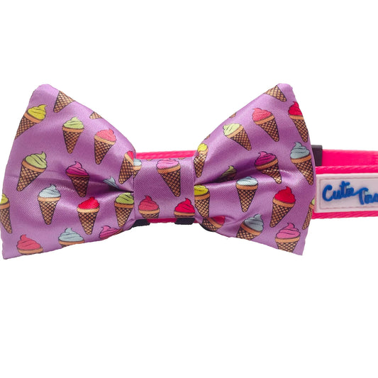 Ice Cream Cone Purple Dog Bow Tie