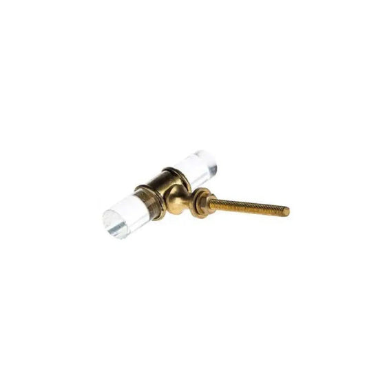 Glass Drawer T-Knob - Antique Brass