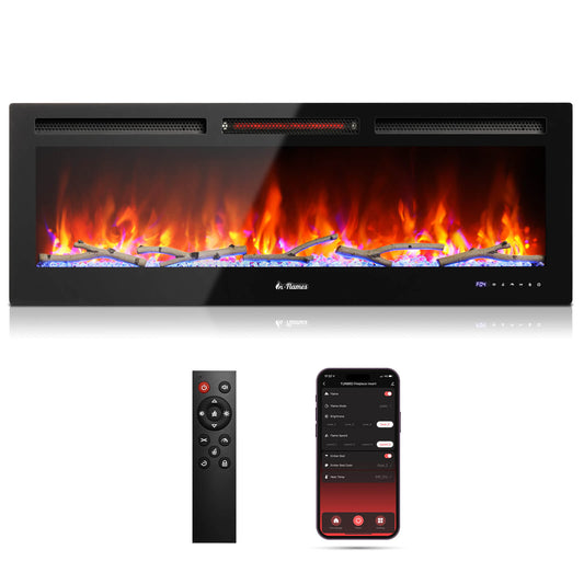 In Flames INF50W-3D WiFi Smart Wall Mounted Electric Fireplace - Tempered Glass