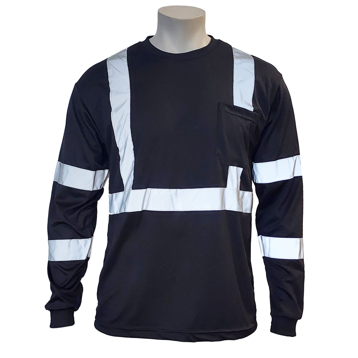 High Visibility Safety Long Sleeve T-Shirt – Reflective Workwear with Front Pocket