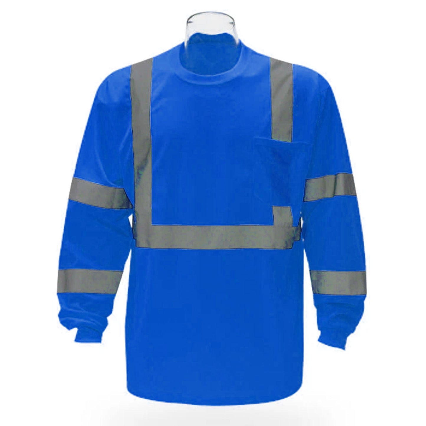 High Visibility Safety Long Sleeve T-Shirt – Reflective Workwear with Front Pocket