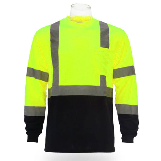 CUSTOMIZE High Visibility Color Block Long Sleeve T-Shirt with Front Pocket