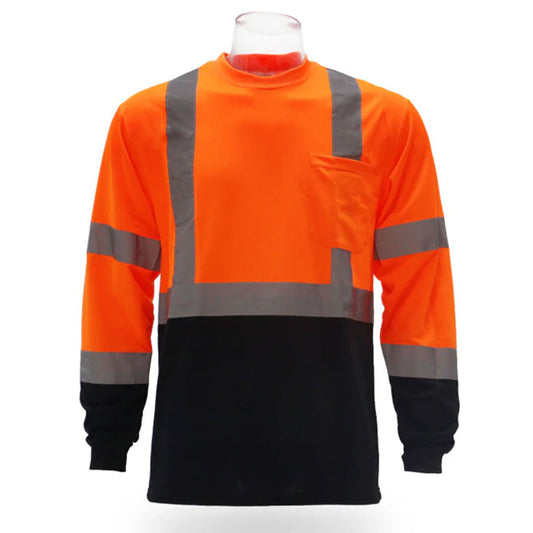 CUSTOMIZE High Visibility Color Block Long Sleeve T-Shirt with Front Pocket