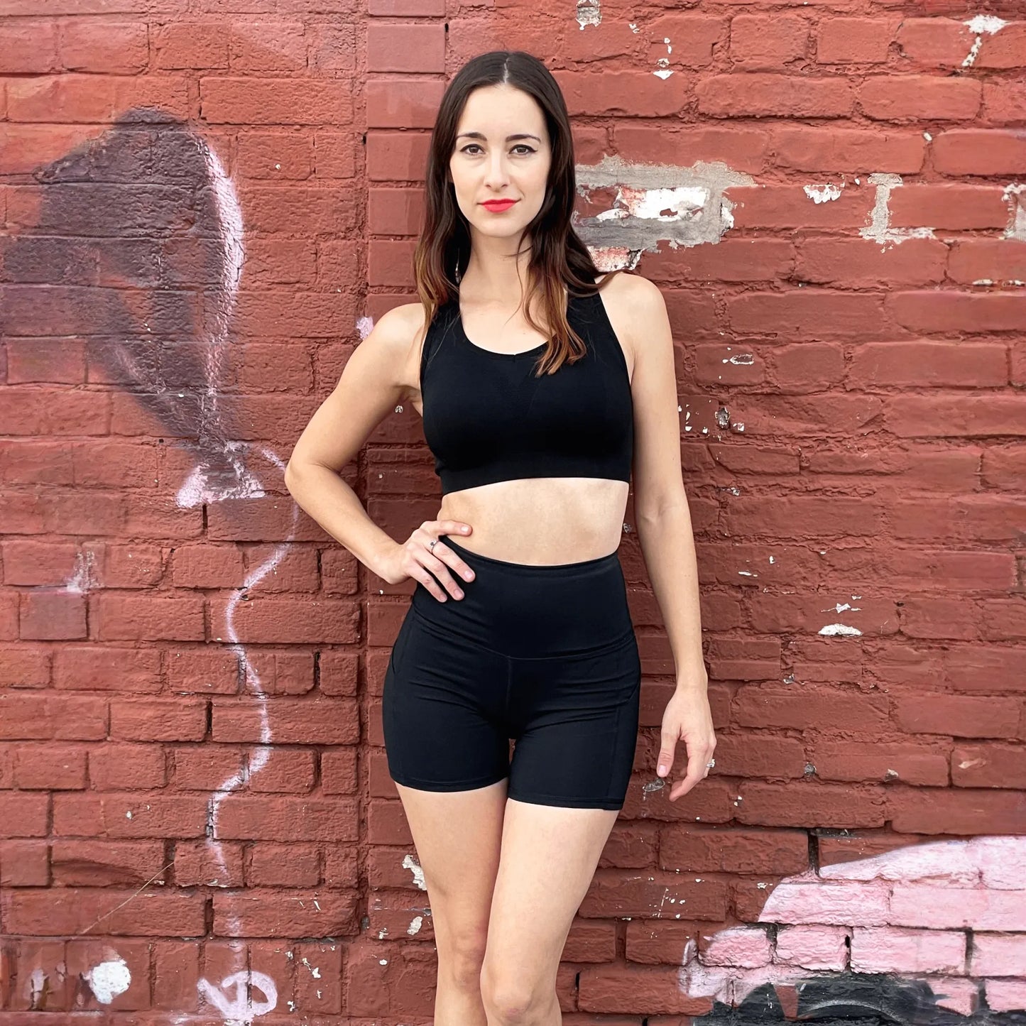 Jolie High-Waisted Athletic Shorts with Hip Pockets