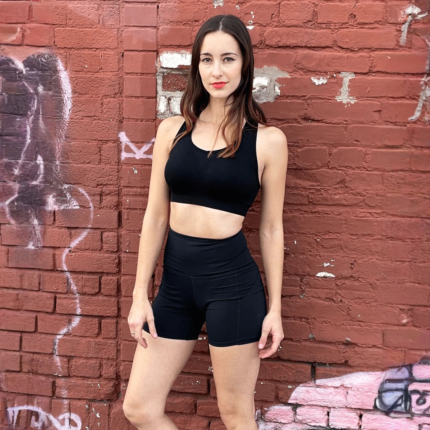 Jolie High-Waisted Athletic Shorts with Hip Pockets