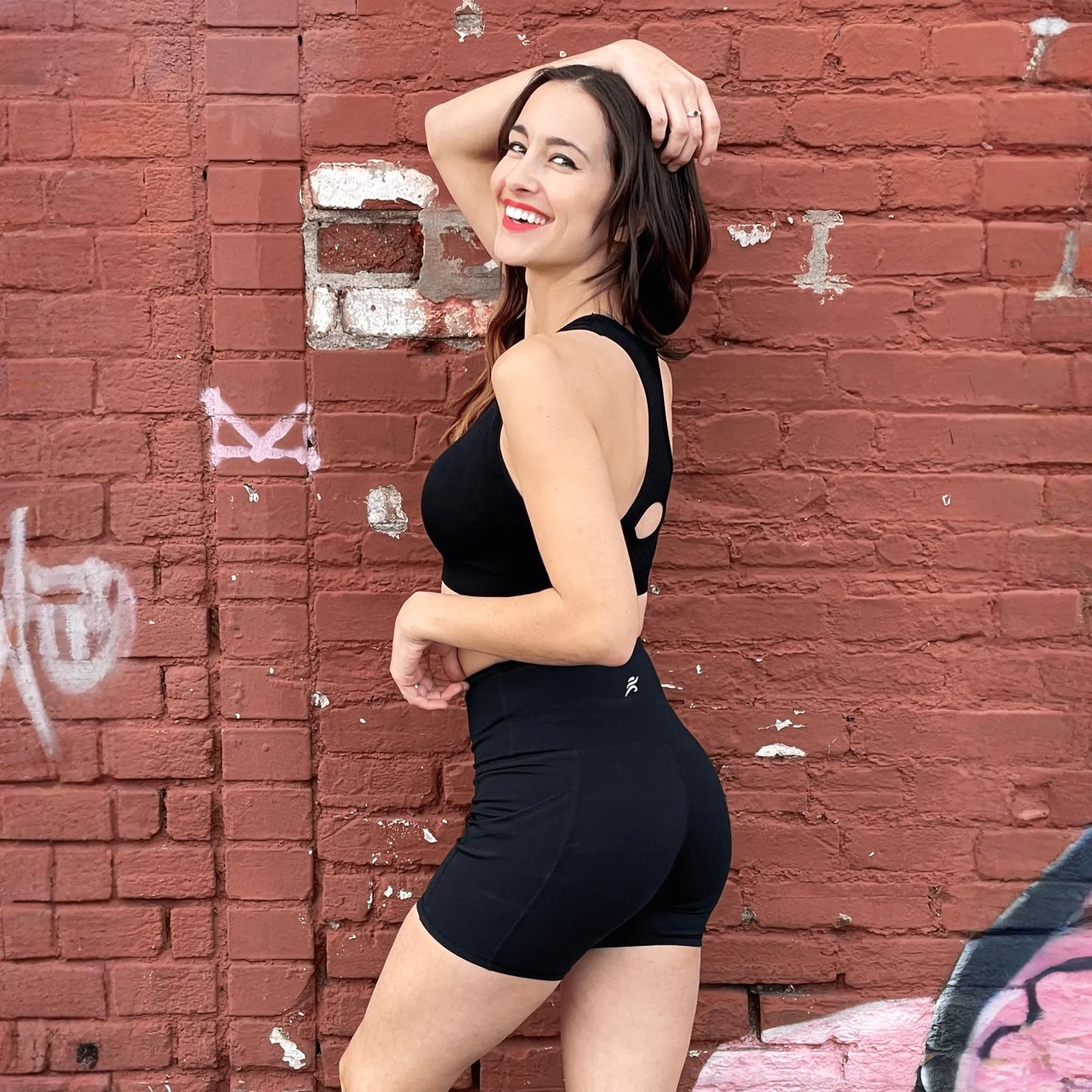Jolie High-Waisted Athletic Shorts with Hip Pockets