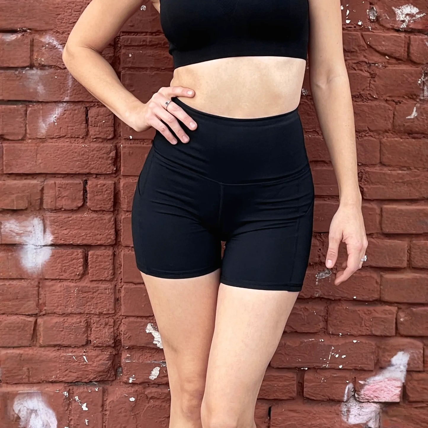 Jolie High-Waisted Athletic Shorts with Hip Pockets