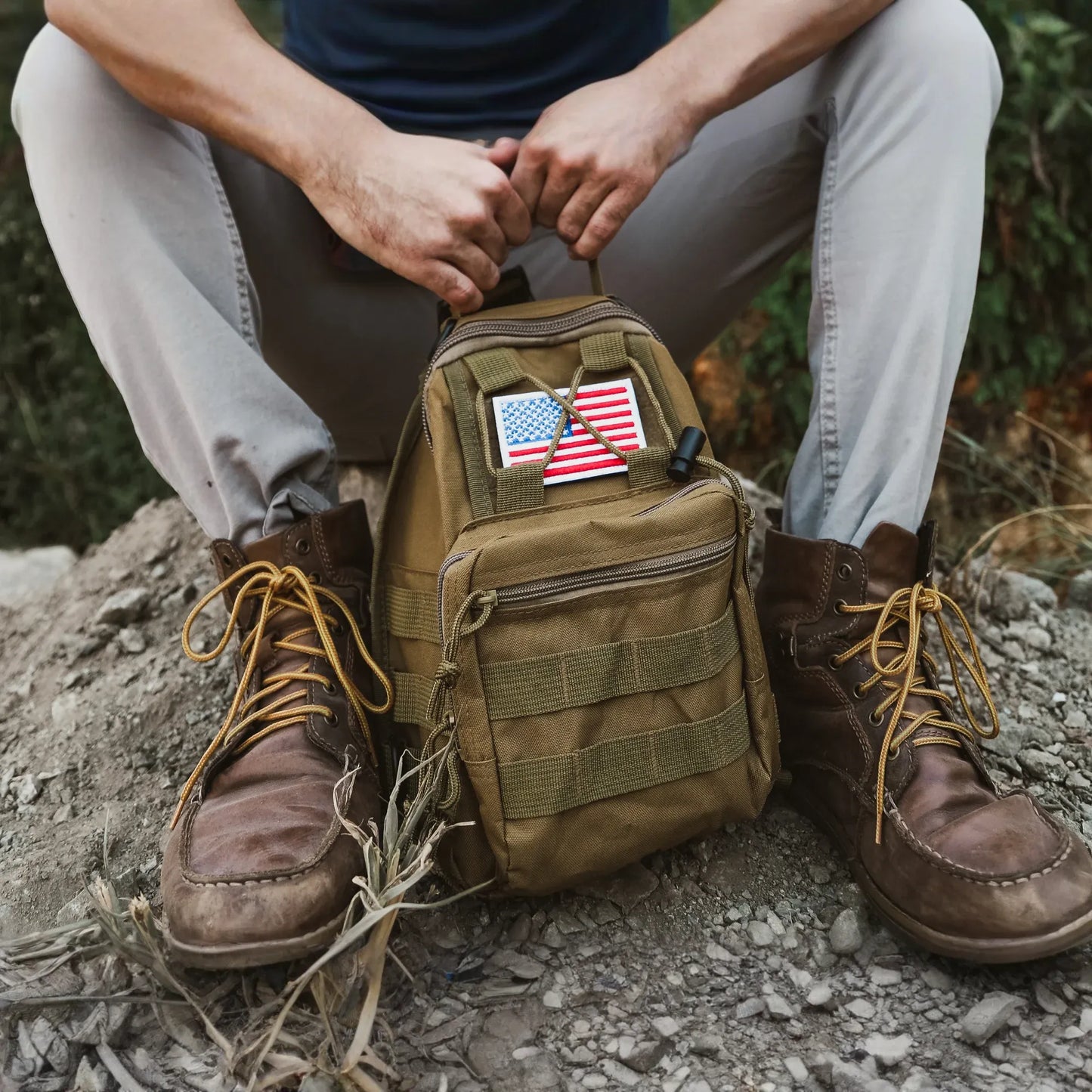 Tactical USA Flag Patch with Detachable Backing