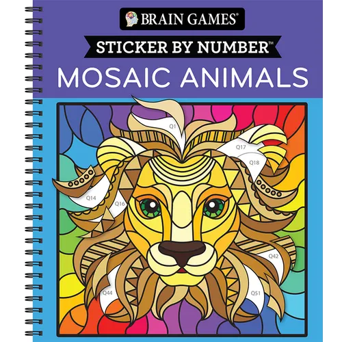 Brain Games - Sticker by Number: Mosaic Animals (28 Images to Sticker)