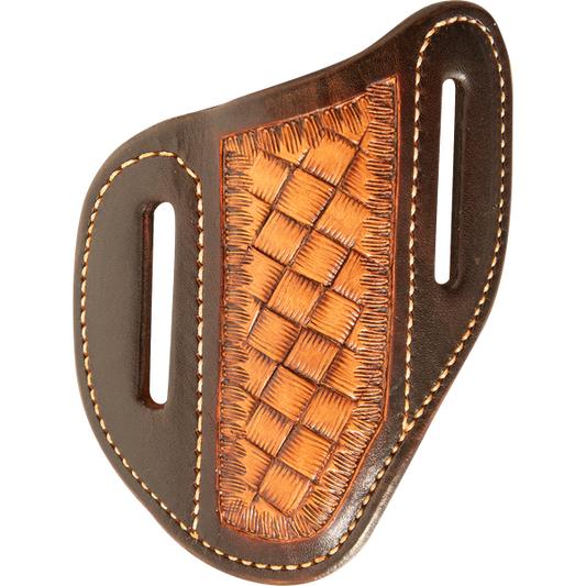 ANGLED KNIFE SHEATH WITH DARK FRAMED MINI WEAVE TOOLING - SMALL