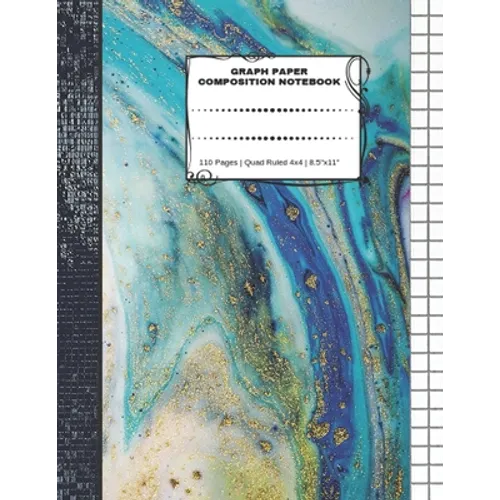 Graph Paper Composition Notebook: 110 Pages - Quad Ruled 4x4 - 8.5" x 11" Marble Large Notebook with Grid Paper - Math Notebook For Students