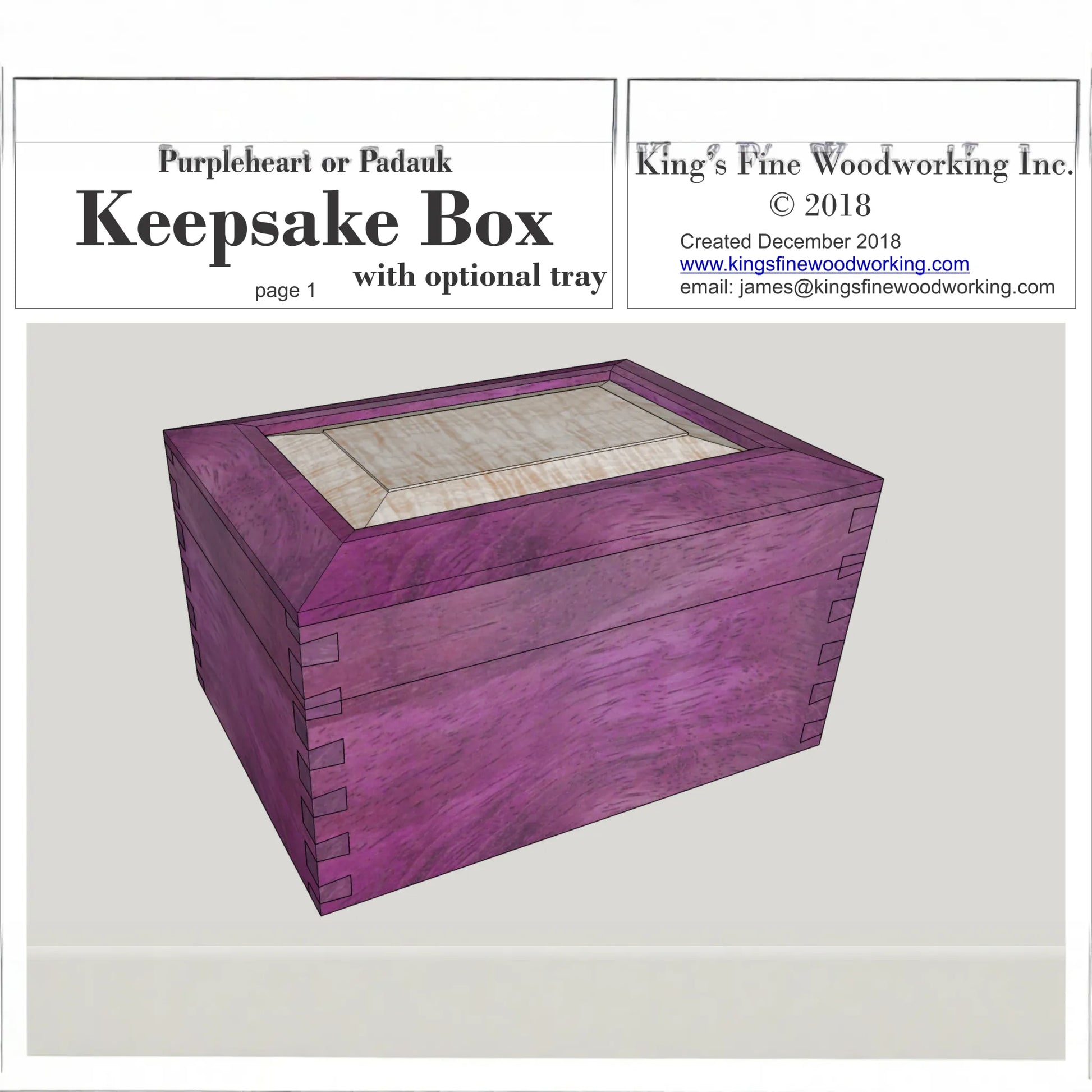 Keepsake Box Plans Including Optional Insert Trays
