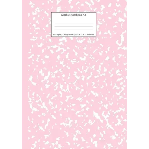 Marble Notebook A4: Pastel Pink College Ruled Journal