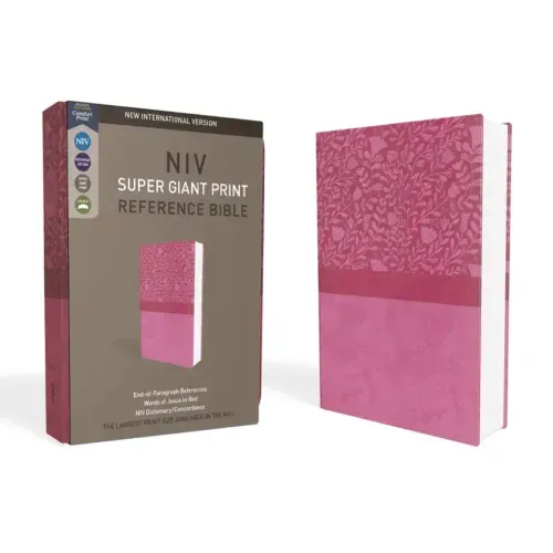 NIV, Super Giant Print Reference Bible, Giant Print, Imitation Leather, Pink, Red Letter Edition