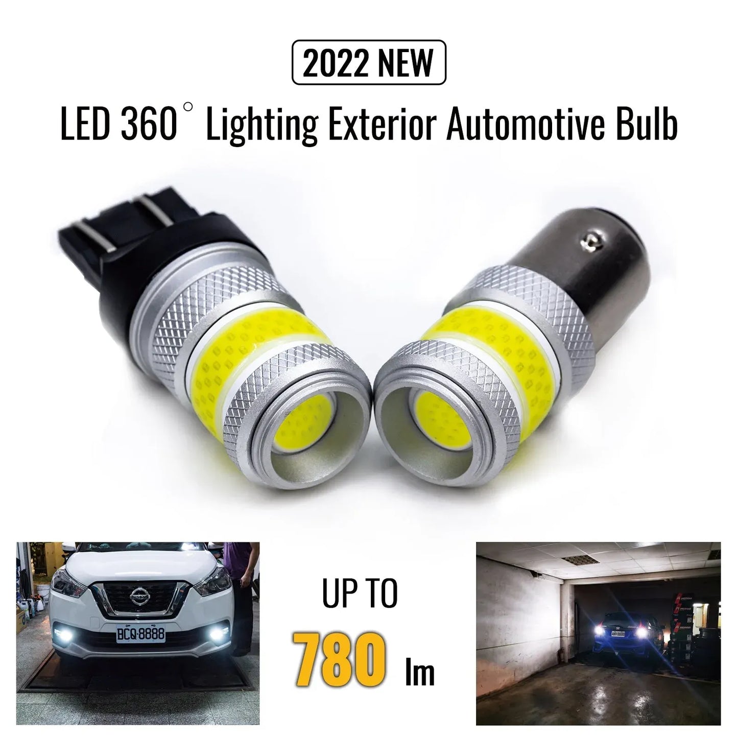 LED COB Automotive Exterior Reverse Light DRL T20 7443 1157 BAY15D 1156 P21W 360 degree light