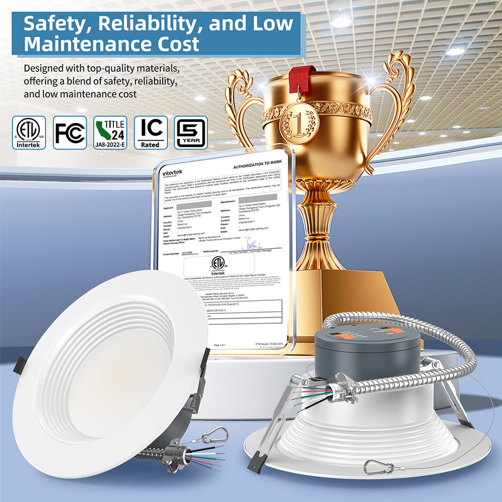 Commercial LED Downlight 6inch 8inch 9.5inch 13W-40W Power & CCT Tunable 2700K/3000K/3500K/4000K/5000K Dimmable Recessed Ceiling Lights