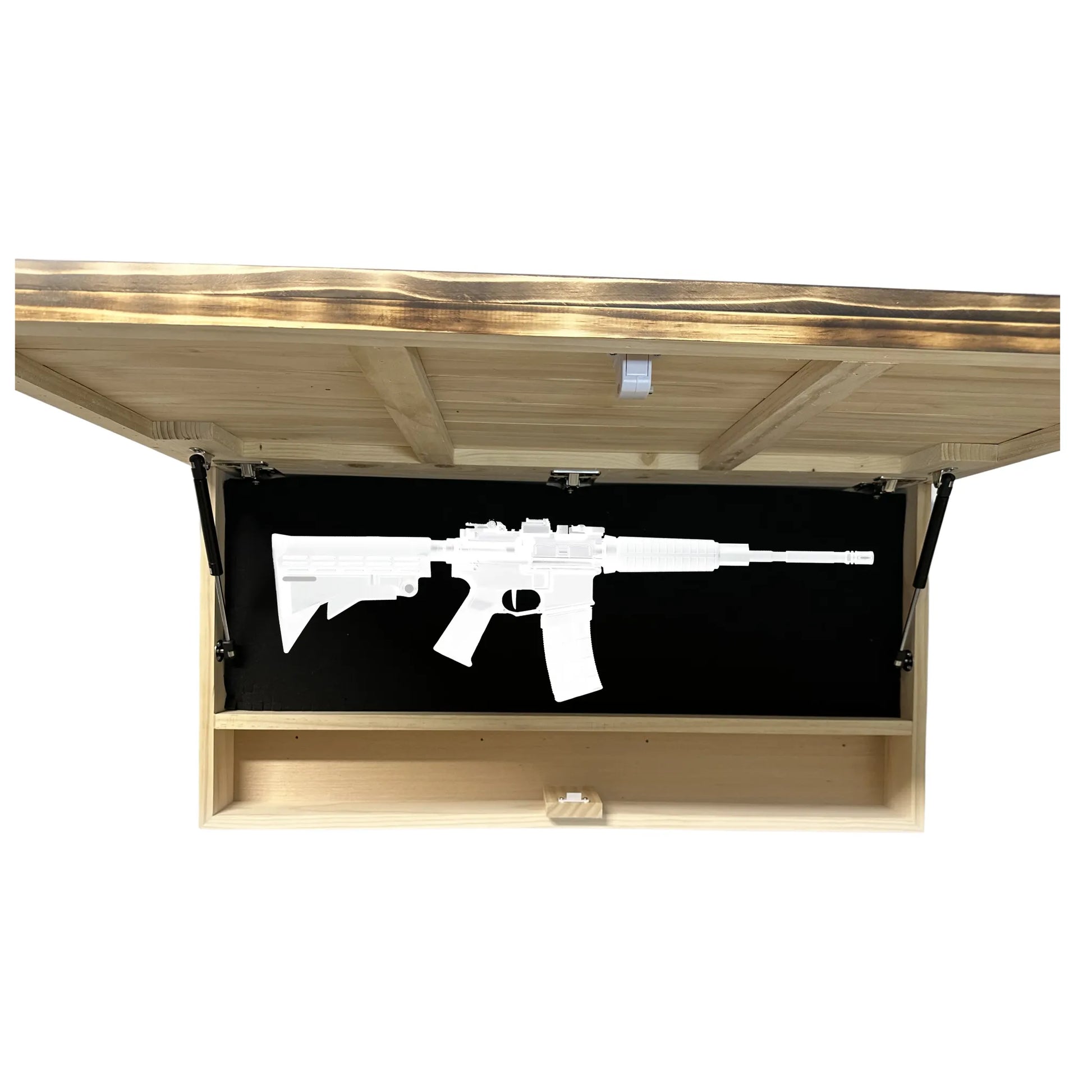 Rustic American Flag Hidden Gun Storage Cabinet Burnt Wood and Red Mahogany