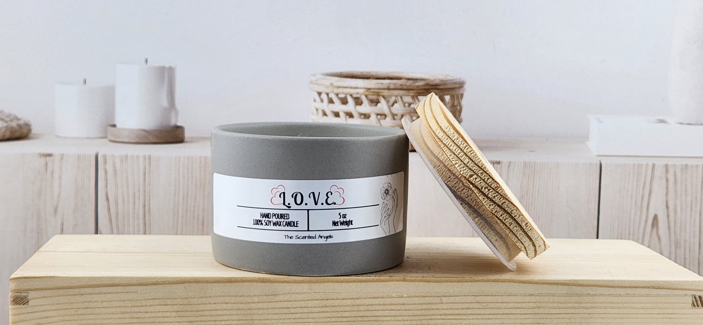 L.O.V.E. Scented 100% Soy Wax Candle - 3 Colors