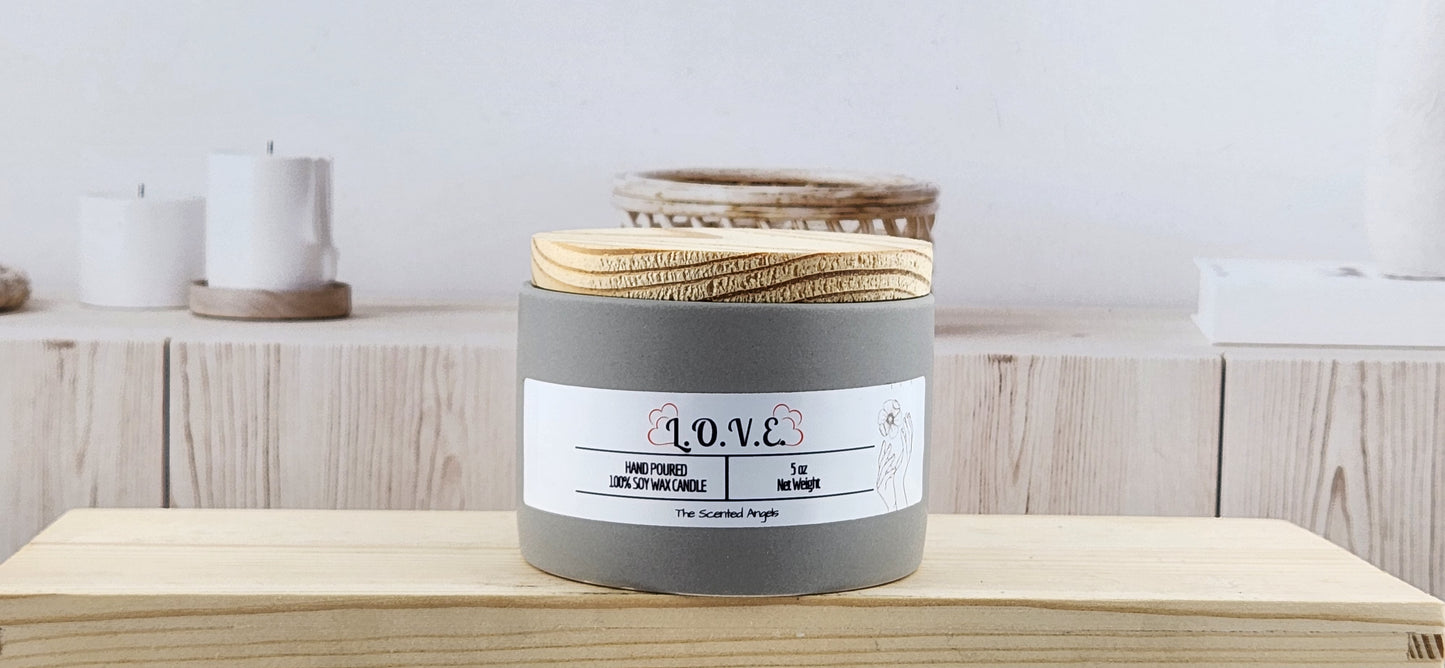 L.O.V.E. Scented 100% Soy Wax Candle - 3 Colors