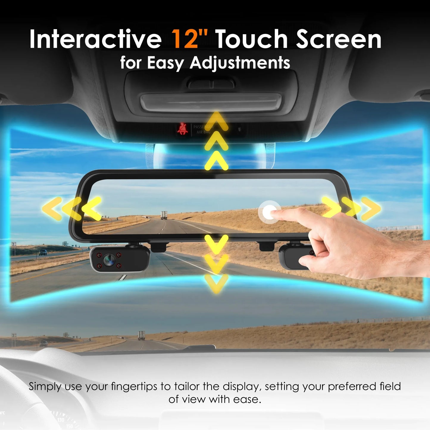 Rexing M4 4-CHANNEL MIRROR DASH CAM 12” Touch Screen Mirror Dash Cam, 1080p with GPS