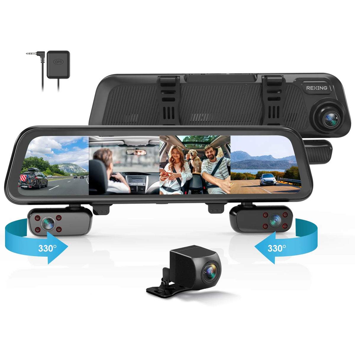 Rexing M4 4-CHANNEL MIRROR DASH CAM 12” Touch Screen Mirror Dash Cam, 1080p with GPS - 🆕 New Arrivals, All Products, Products from Rexing, 📷 Cameras + Optics - Little Red General Store