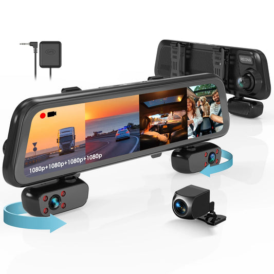 Rexing M4 4-CHANNEL MIRROR DASH CAM 12” Touch Screen Mirror Dash Cam, 1080p with GPS - 🆕 New Arrivals, All Products, Products from Rexing, 📷 Cameras + Optics - Little Red General Store