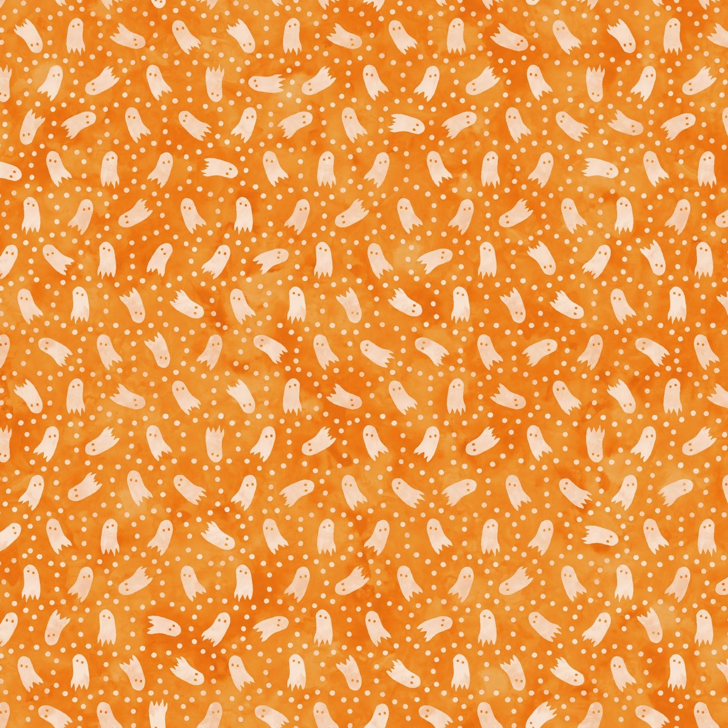 Maywood Studio Halloween Spooky Hollow Ghosts on Orange with Dots 100% Cottwith Fabric By the Yard