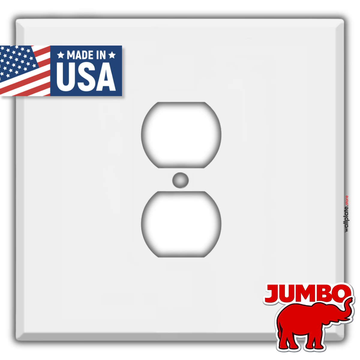 2-Gang With (1) Duplex Receptacle Centered Outlet Opening Wallplate, Oversize, White Painted Metal