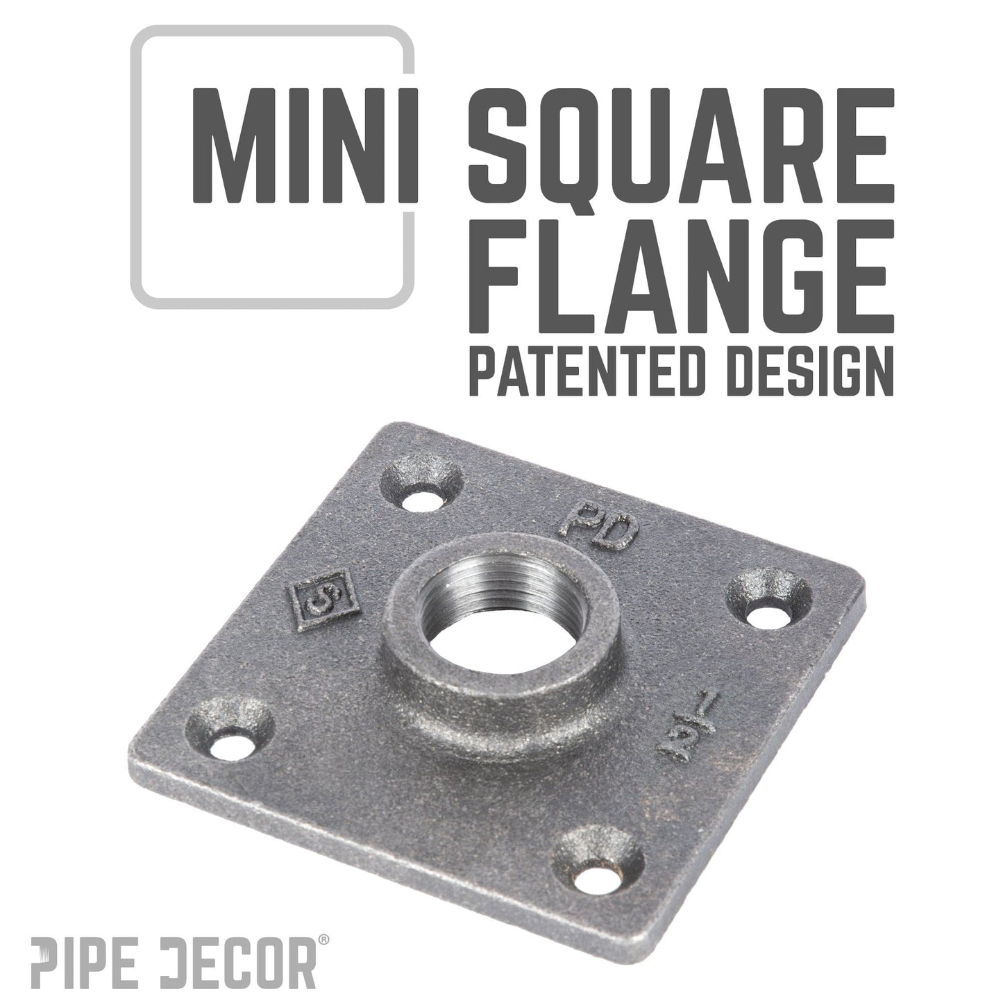 1/2 in. Black Square Mini Flange
