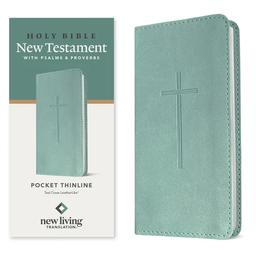 NLT Pocket Thinline New Testament with Psalms and Proverbs (Leatherlike, Teal Cross)