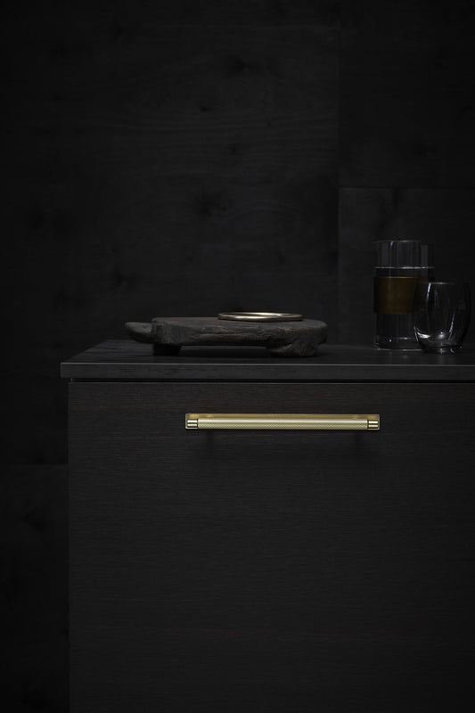 Brushed Gold "Manor" Knurled Cabinet Knobs and Drawer Pulls