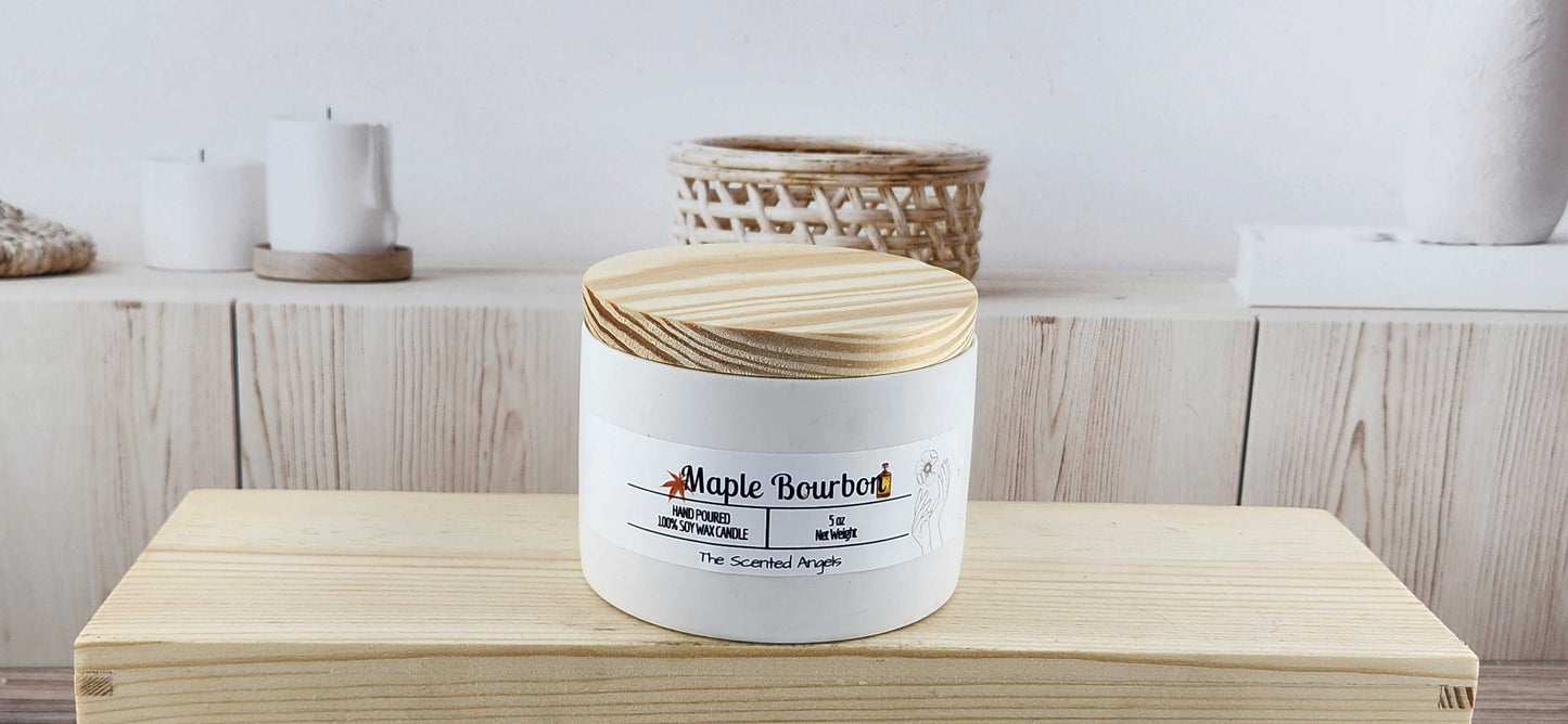 Maple Bourbon Scented 100% Soy Wax Candle - 3 Colors